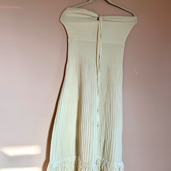 NWOT | Express Ribbed Halter Neck Fringe Midi Sweater Dress - Picture 4 of 4